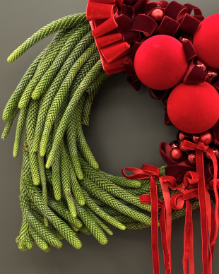 Рождественский венок "Араукария и бархат"