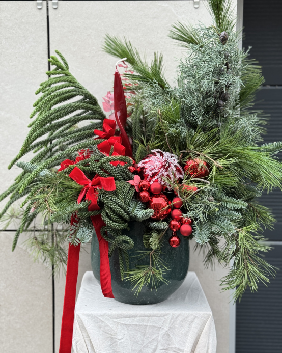 Composition in a planter ‘Fiery Horse’