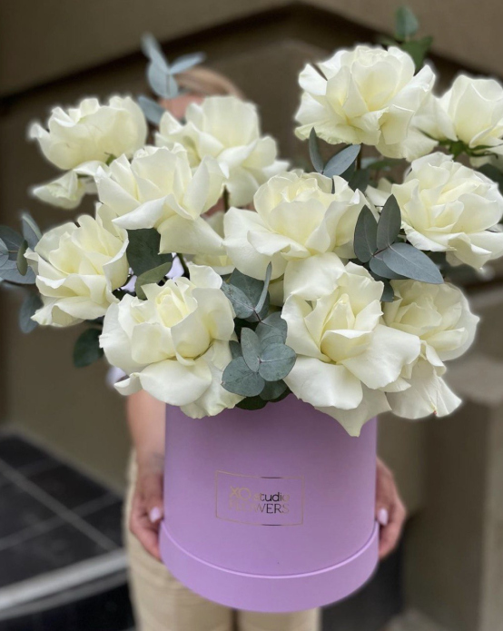 A box with open roses