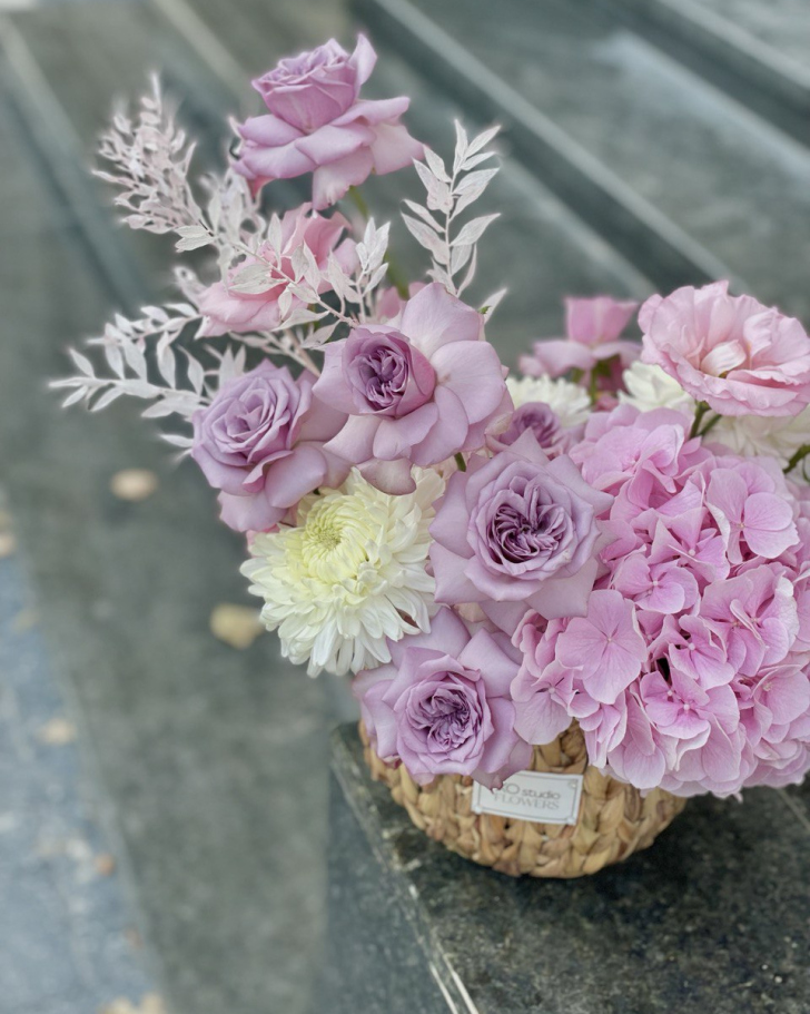 Basket with flowers  "Gentle Breath"