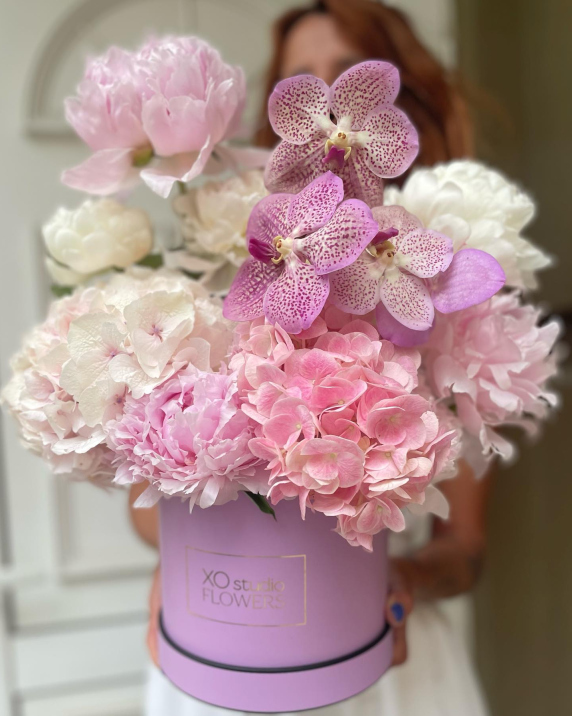 Box with beautiful flowers