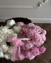 Basket with peonies