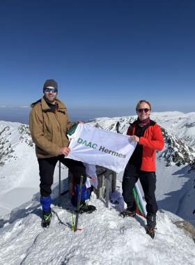 XOstudio FLOWERS at the top of the Balkans: the studio’s flag raised on Mount Musala