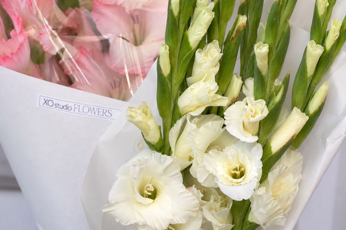 Gladiolus grown in Moldova at a flower market in Chisinau.